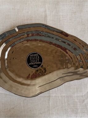 Metallic Serving Platter - Silver/Tan